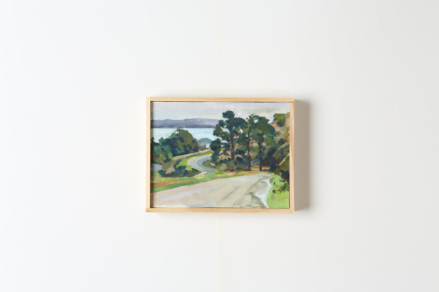David Benzler looking down from Bernal hill painting