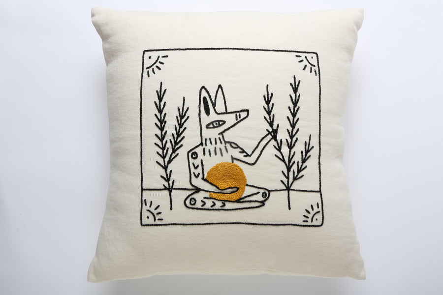 El Coyote y el Sol Pillow 2. Sun in lap
