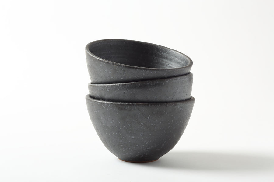 Manu Everyday Stack of Soup bowls Matte Black Glaze