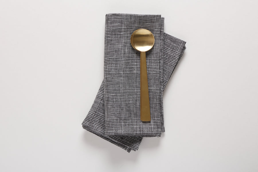Checkered Black and White Linen Napkin