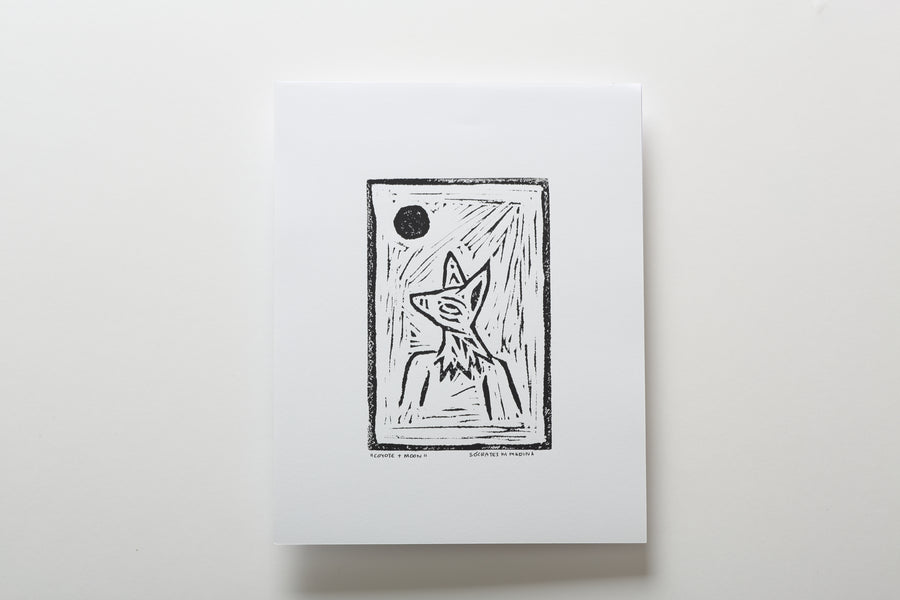 Coyote and Moon Prints Black