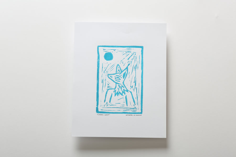 Coyote and Moon Prints Blue