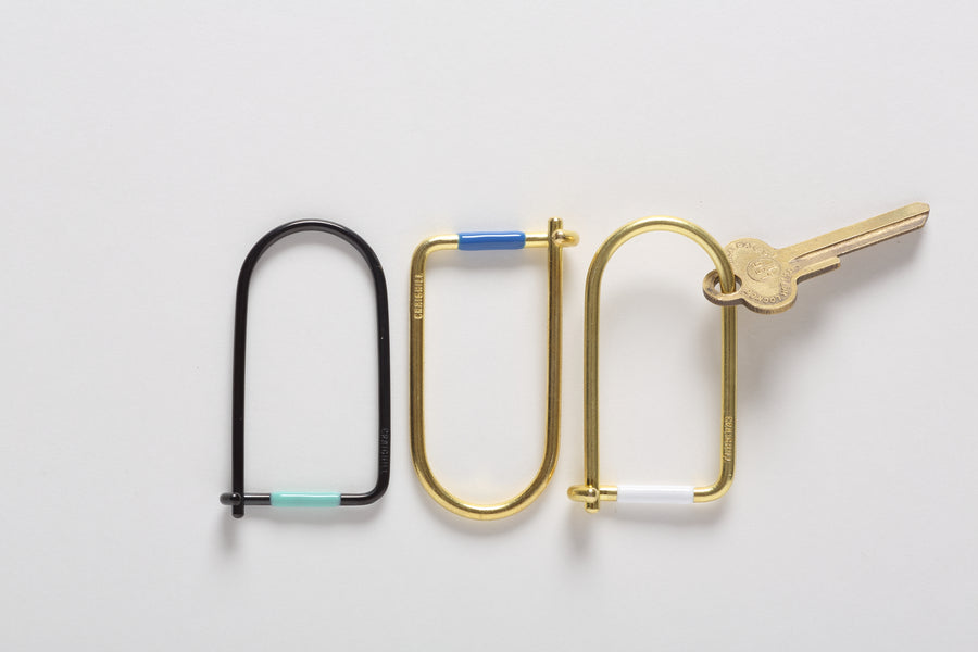 Craighill Winston Keyring left to right black with seafoam, brass with navy, brass with white