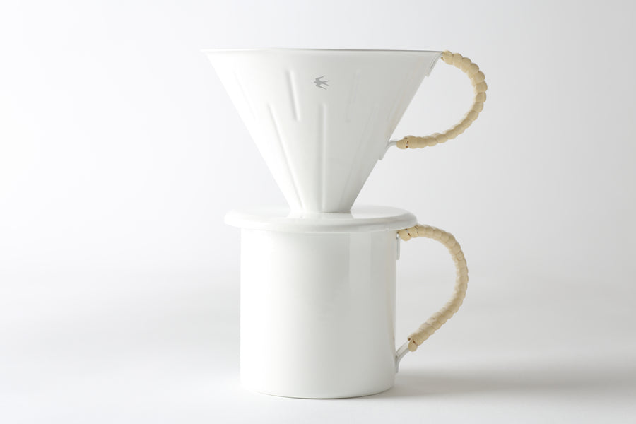 Enamel Coffee drip cone with cup