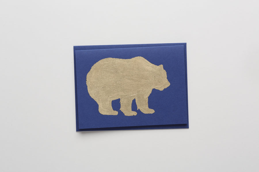 Bear Gold Leaf Greeting/Note Card navy