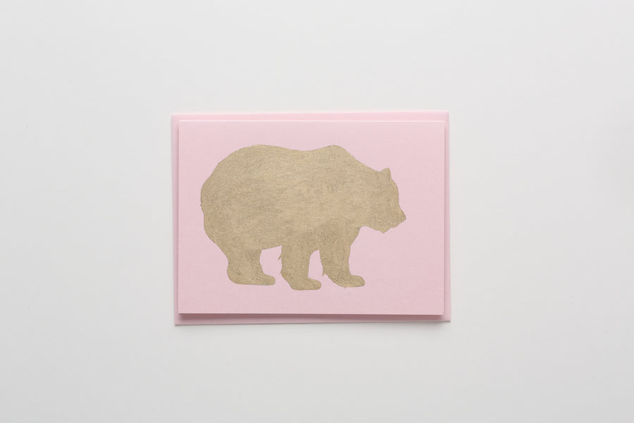 Bear Gold Leaf Greeting/Note Card pink