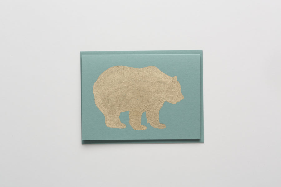 Bear Gold Leaf Greeting/Note Card sage