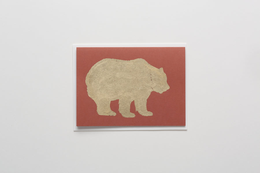 Bear Gold Leaf Greeting/Note Card terra cotta 