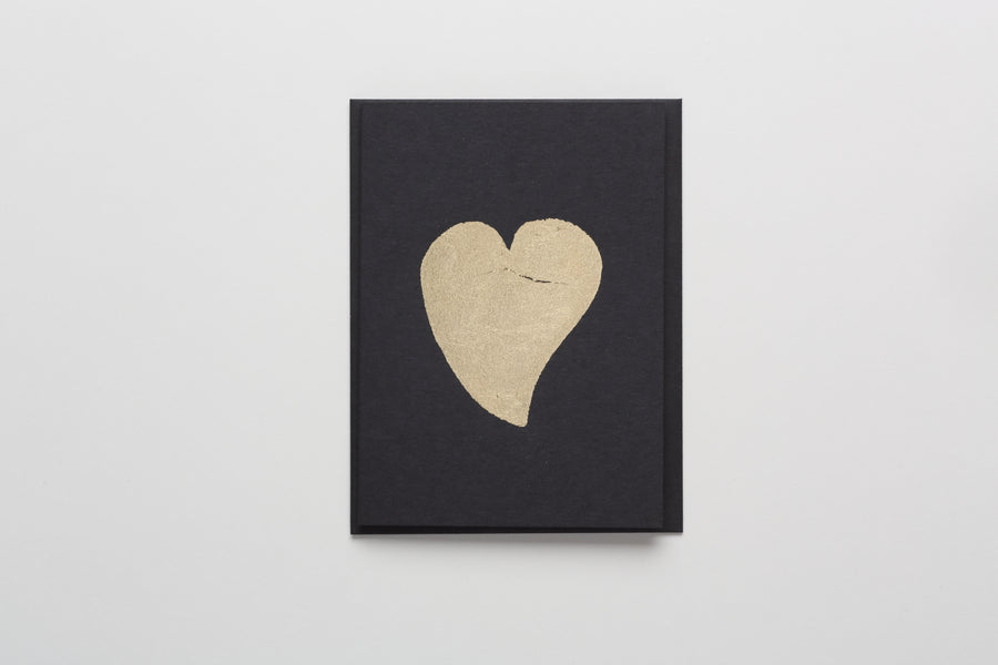 Curved Heart Gold Leaf Greeting/Note Card black