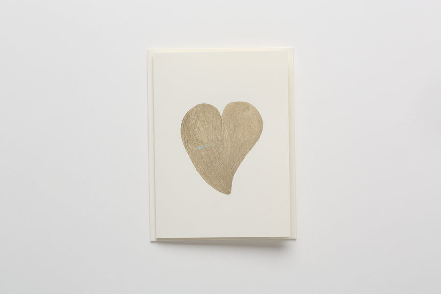 Curved Heart Gold Leaf Greeting/Note Card cream