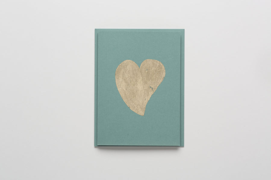 Curved Heart Gold Leaf Greeting/Note Card sage