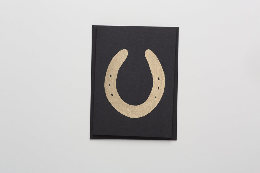 Horseshoe Gold Leaf Greeting/Note Card black