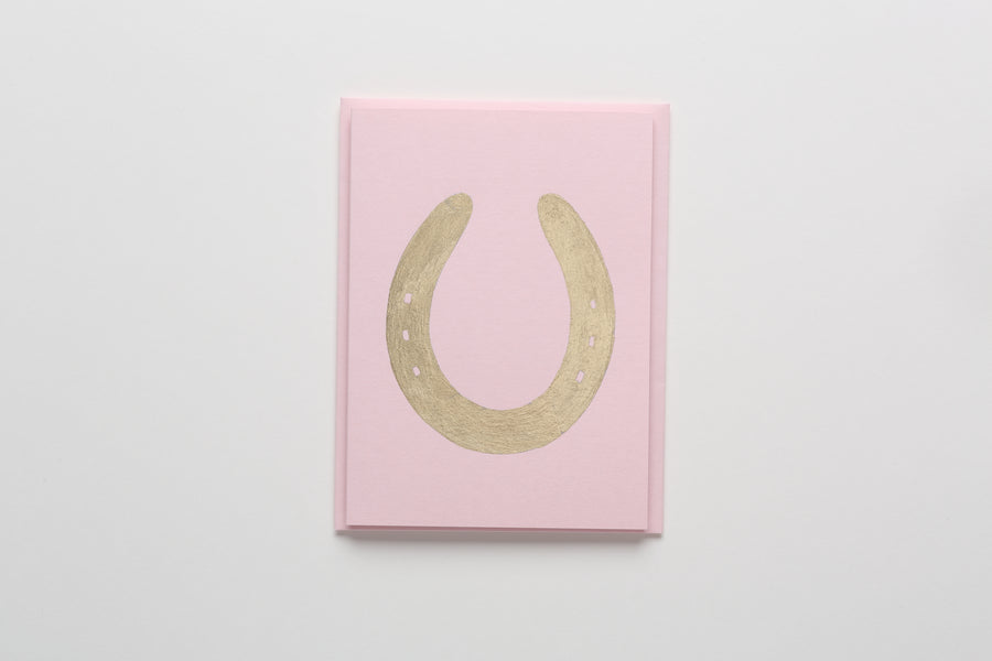 Horseshoe Gold Leaf Greeting/Note Card pink