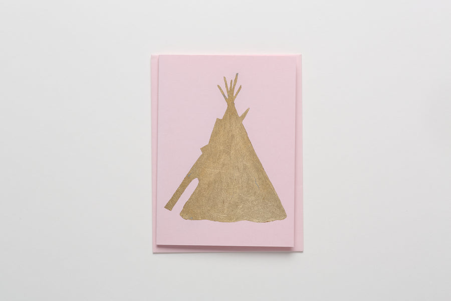 Teepee Gold Leaf Greeting/Note Card pink