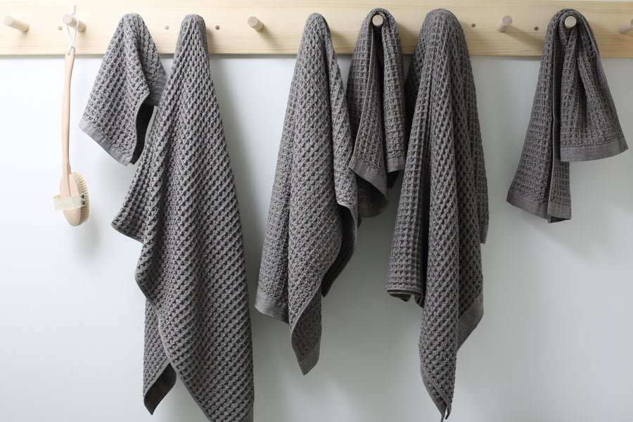 Waffle bath towels