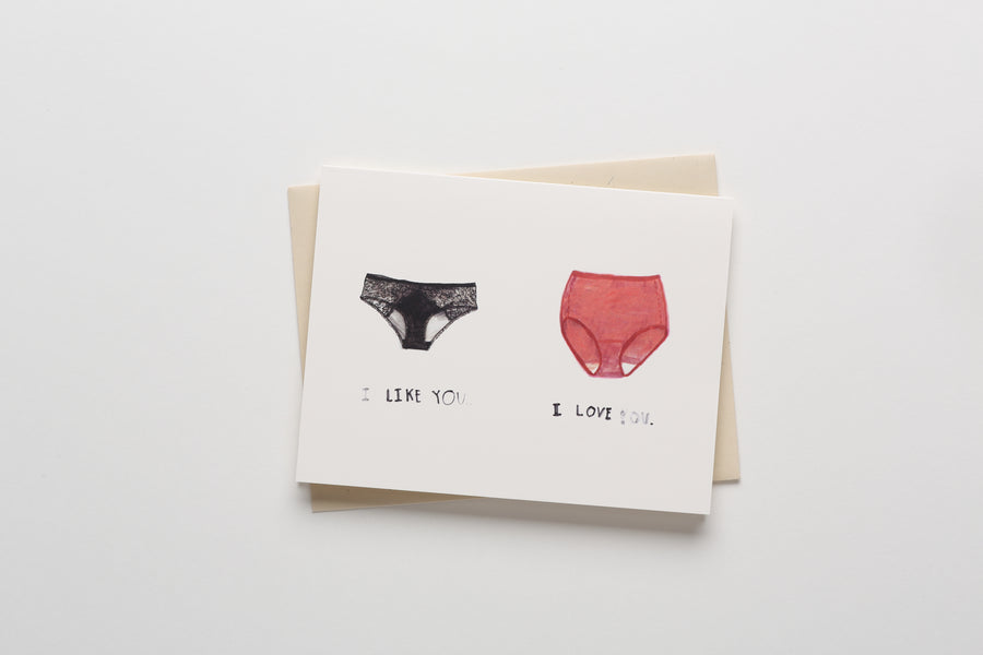I Like you, I Love You Panties Greeting Card 