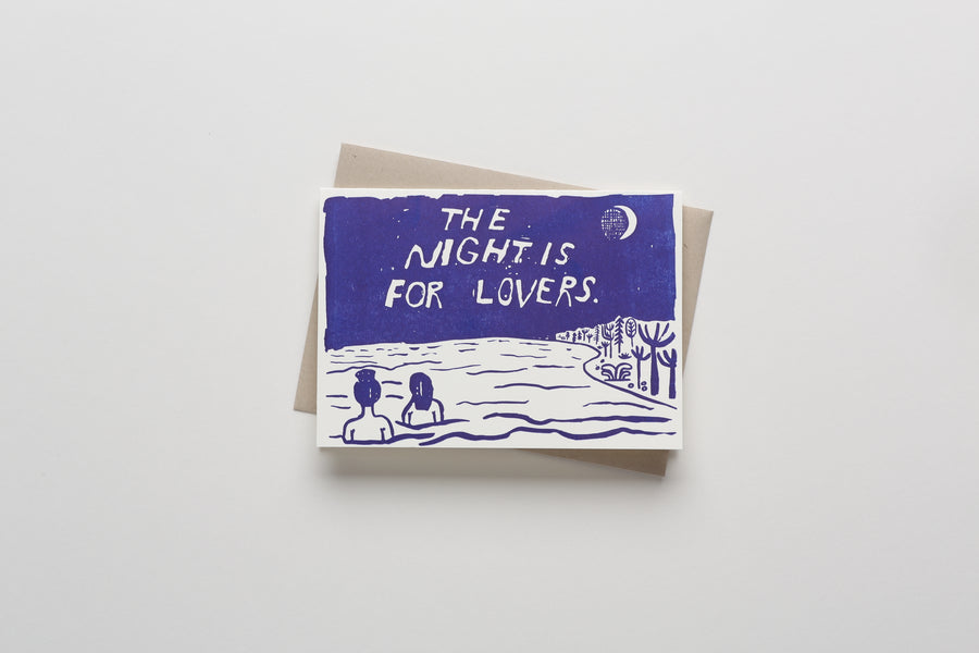 The Night is for Lovers Greeting Card light background