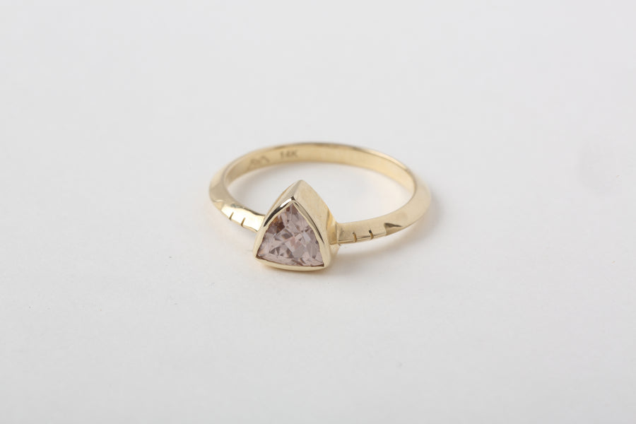 Young in the Mountains Pink Zircon Trillion Solitaire Ring